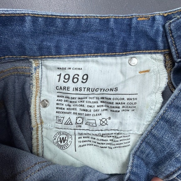 Gap 1969 Real Straight Jeans Women's 28 Blue Mid Rise Stretch Distressed Faded - Picture 8 of 16